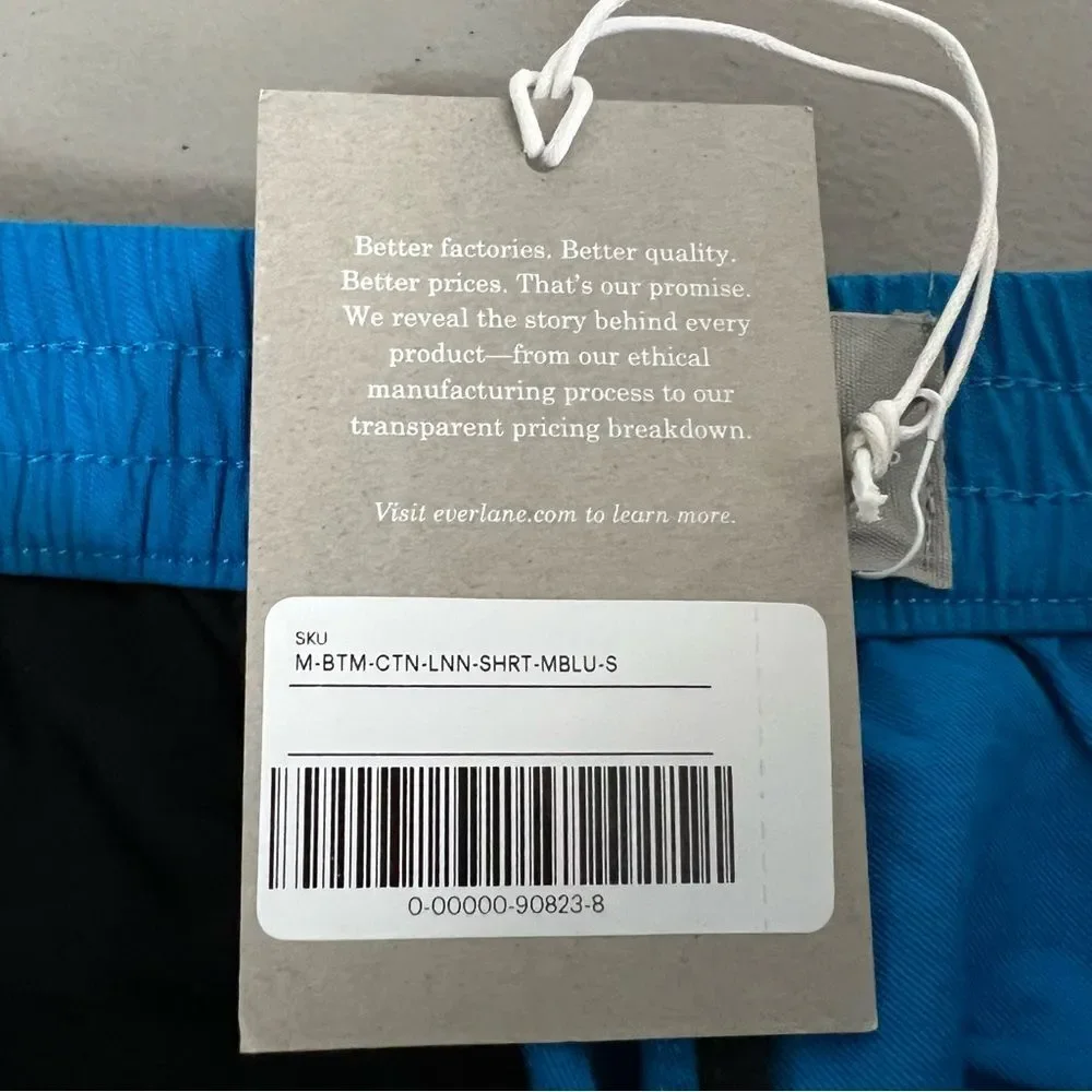 Everlane Mens Cotton Linen Cargo Shorts NWT Size Small Horizon Blue